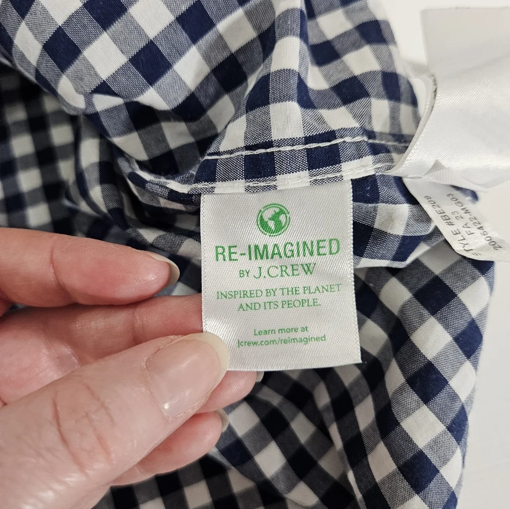 J. Crew Blue Gingham Button Down Shirt Mens Size Large